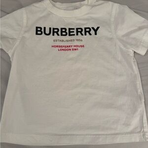 Burberry White Tee with Black and Red Accents